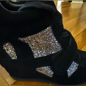ASH Bowie Wedge Sneaker-Black and Silver